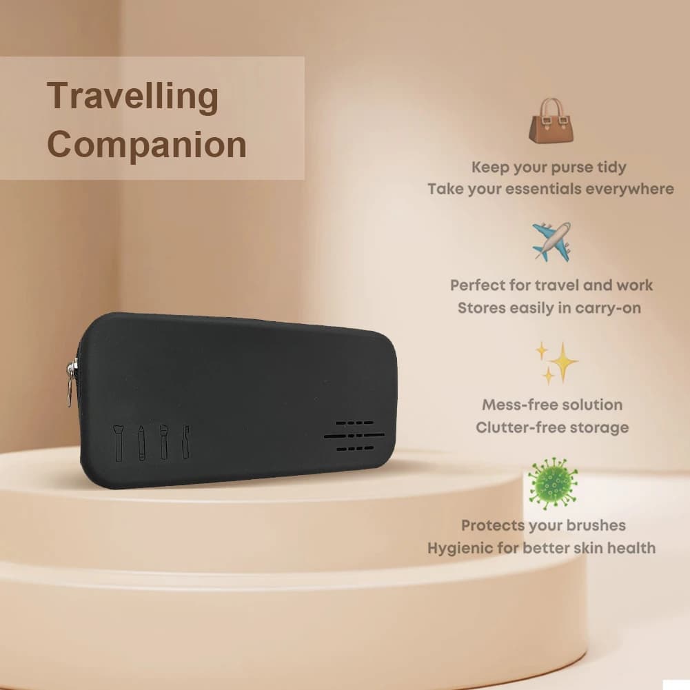 Borsa porta pennelli da trucco in silicone, elegante borsa cosmetica da viaggio, organizer portatile per trucchi e rossetti per ragazze