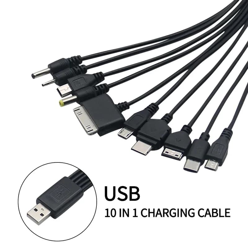 Cavo dati USB 10 in 1 Cavo di ricarica multifunzionale per telefono cellulare Cavo di alimentazione di tipo C Accessori per telefoni cellulari per iPhone Samsung
