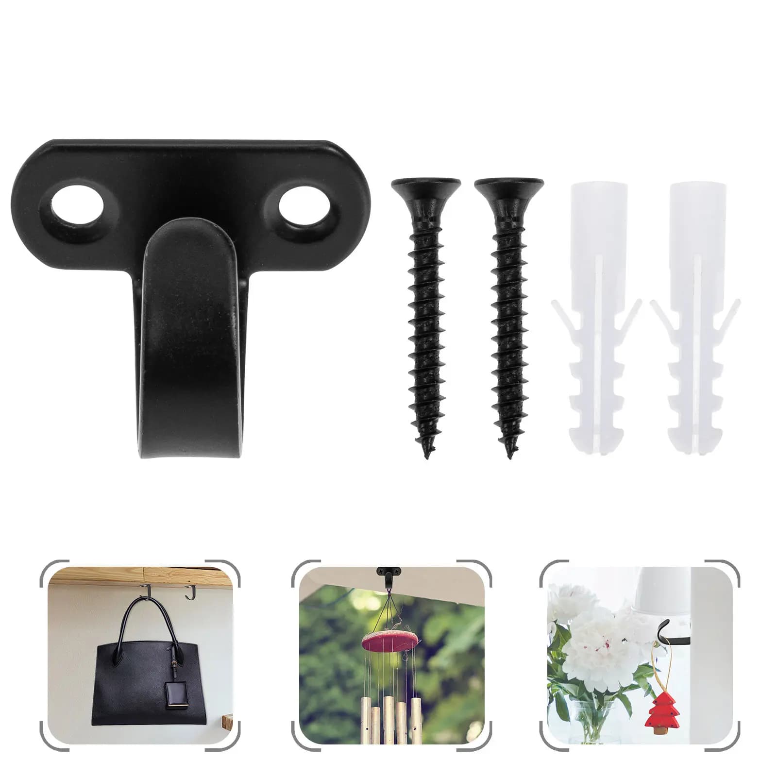 12Pcs Stainless Steel Ceiling Hooks for Hanging Plants Wind Chimes Flower Baskets Holiday Decor String Lights Garage Balcony Use