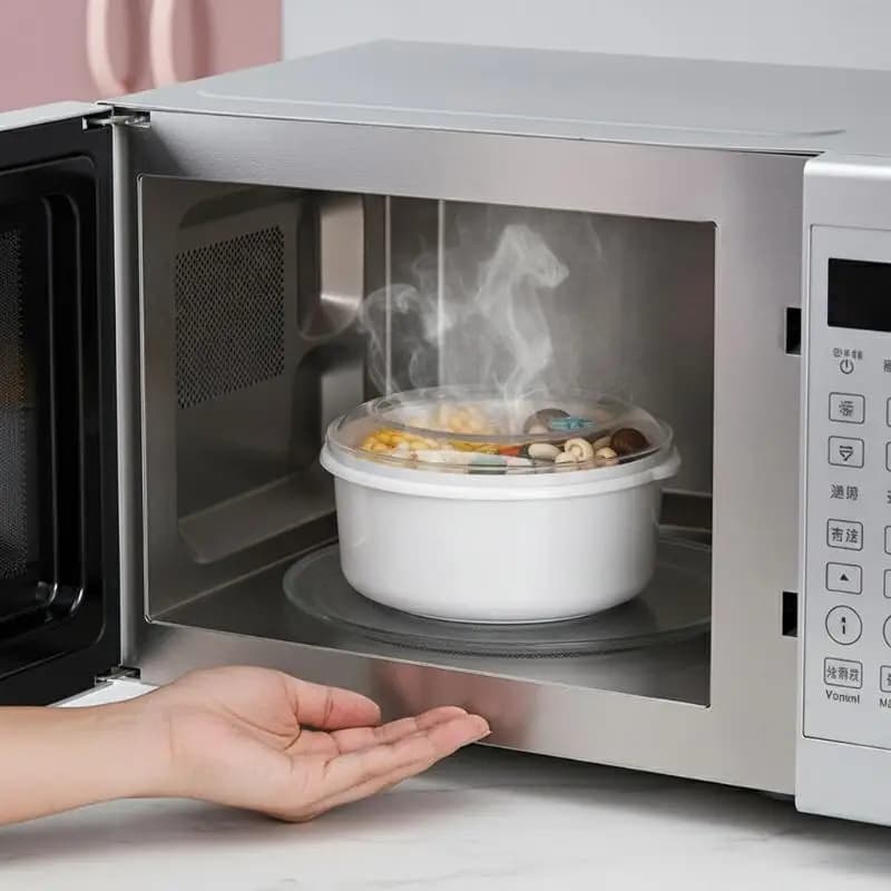 Set di 3 Pentole per Microonde con Coperchio per Riscaldamento Rapido e Preparazione Pasti Familiari