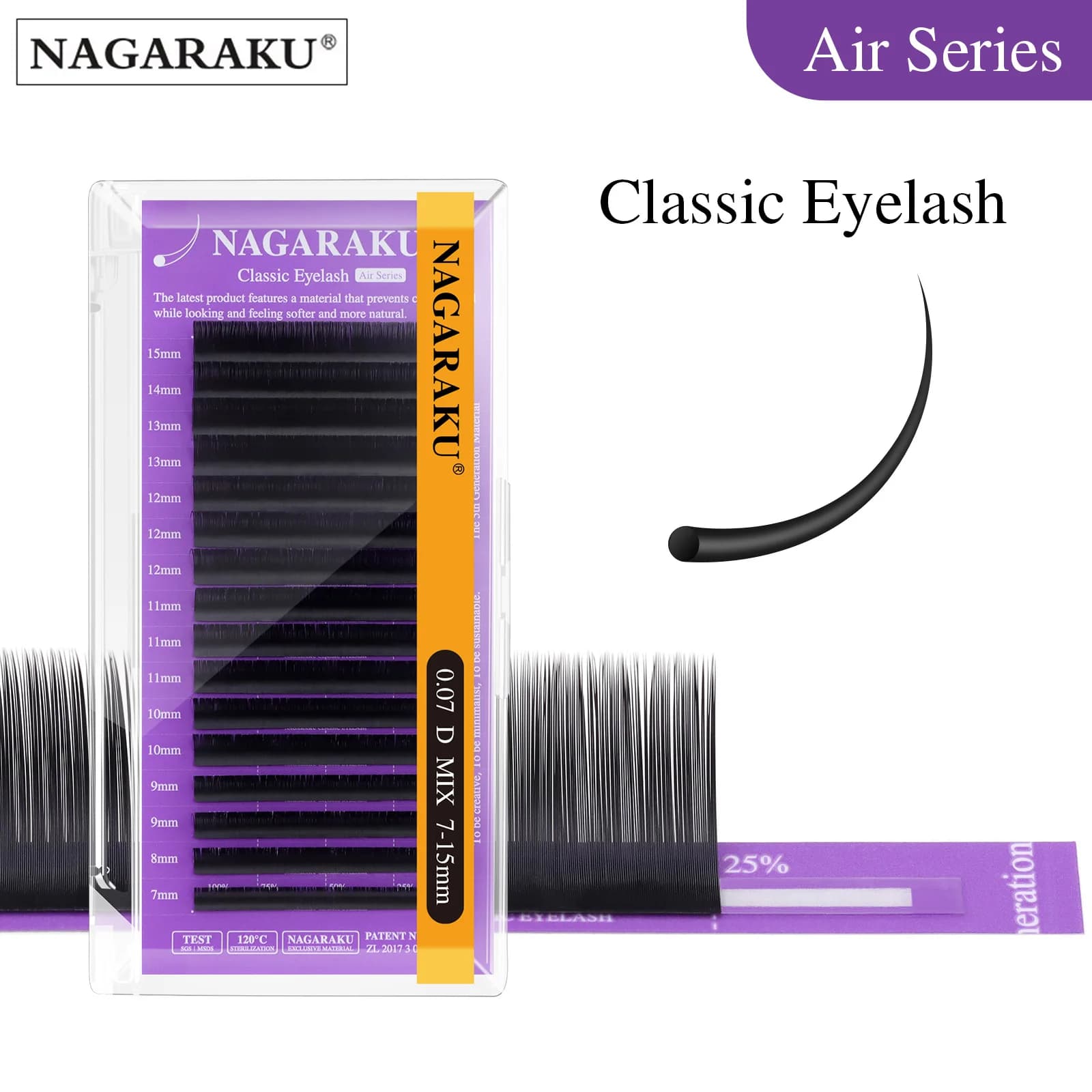 NAGARAKU Air Series Classic Individual Eyelash Extension 5th Generation Exculsive Material Nature Soft Light Matte Black