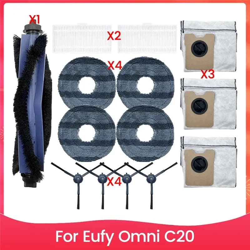 Set di spazzole principali, filtri, panni e sacchetti per la polvere AT05-14PCS per ricambi del robot aspirapolvere Eufy Omni C20