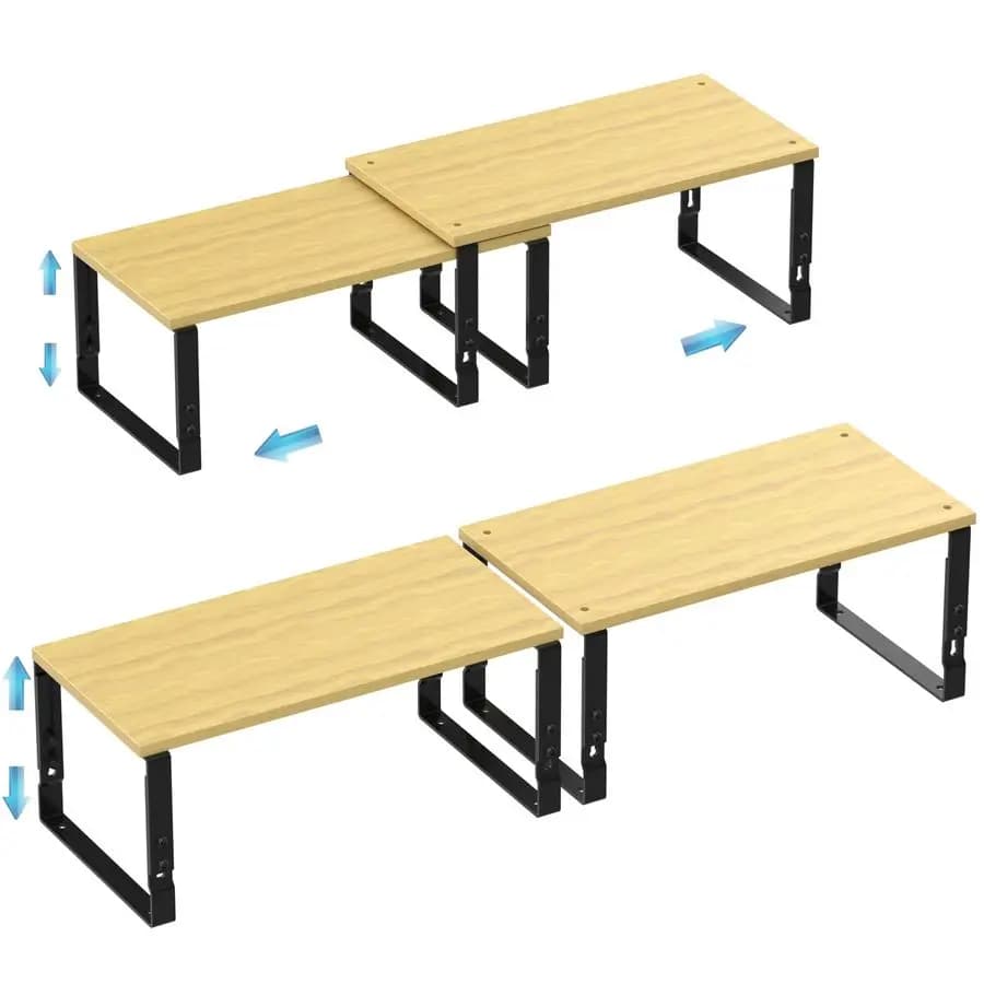 Scaffali organizer per armadietti da cucina Scaffali impilabili regolabili in metallo e legno per piano di lavoro, dispensa, garage, set di 2 Spic