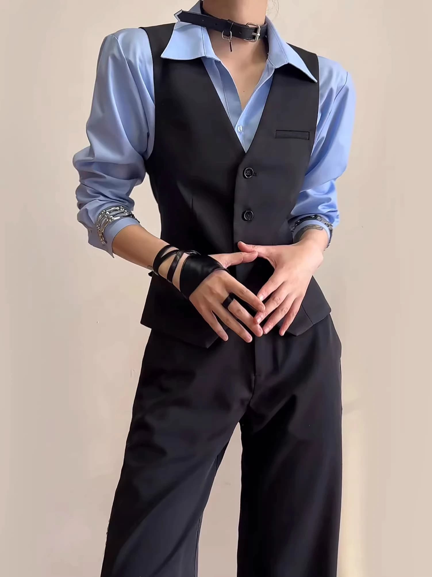 Gilet slim fit da uomo con cintura in vita, giacca casual monopetto, elegante e raffinata, stile standard, misto poliestere