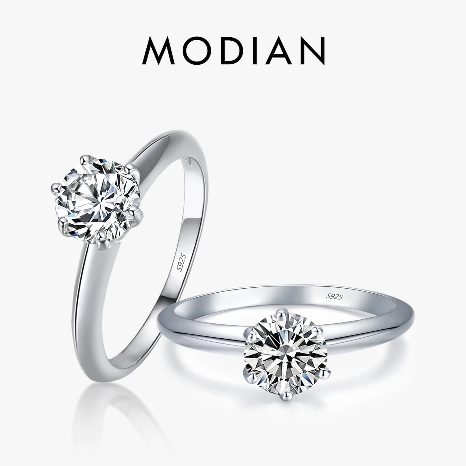 Modian Nuovo 100% 925 Sterling Silver Shine Classico AAAAA Zircone Anello di moda per le donne Matrimonio Gioielleria raffinata con scatola gratuita Anillo
