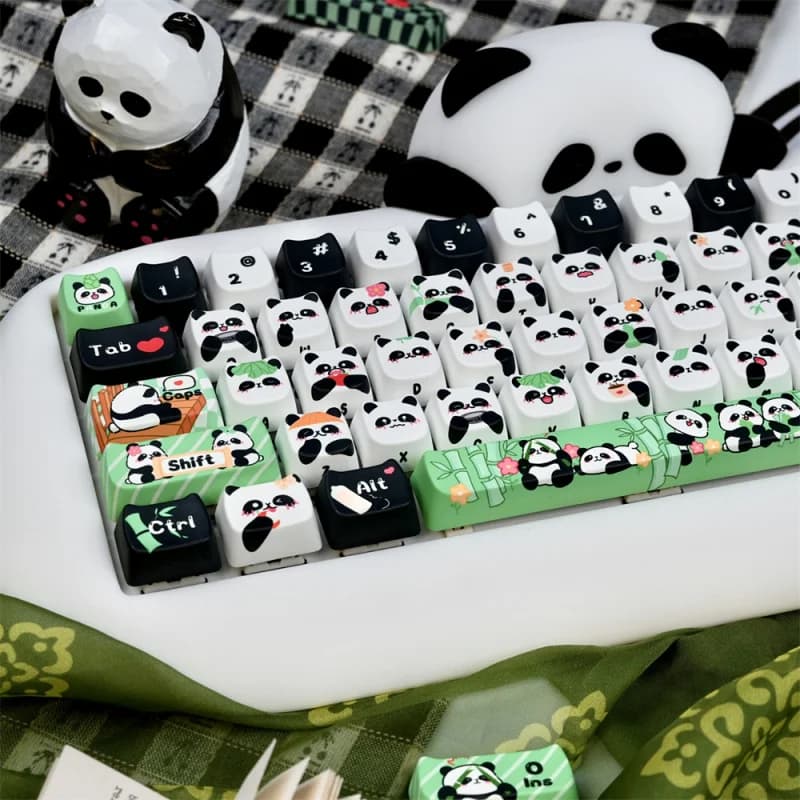 Set di Tasti Personalizzati a Forma di Panda, 130 Tasti in PBT con Sublimazione, per Tastiere Meccaniche Garmin 60% 65% 75% 80% 98% 100%