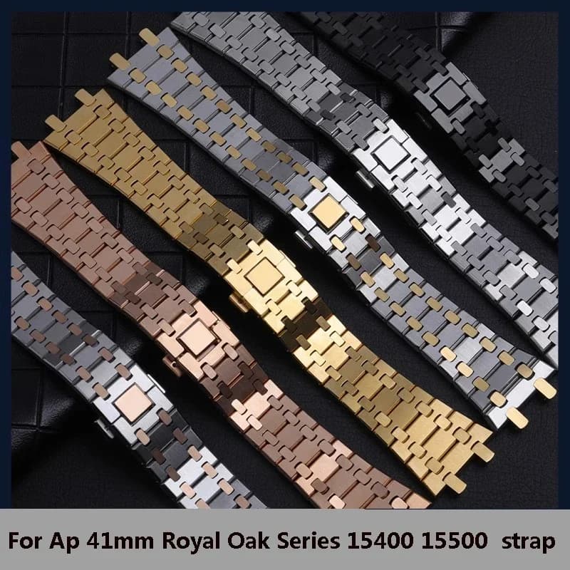 21mm 26mm Men's Strap Women's Full Stainless Steel Bracelet for AP ROYAL OAK 15400 26331 15500 Foldable Buckle Watch Strap