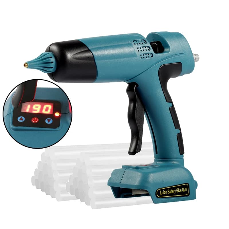 Pistola per colla a caldo elettrica da 100W Cordless per batteria Makita 21V saldatura fai da te pistola ad aria calda Display digitale stick di colla da 11mm