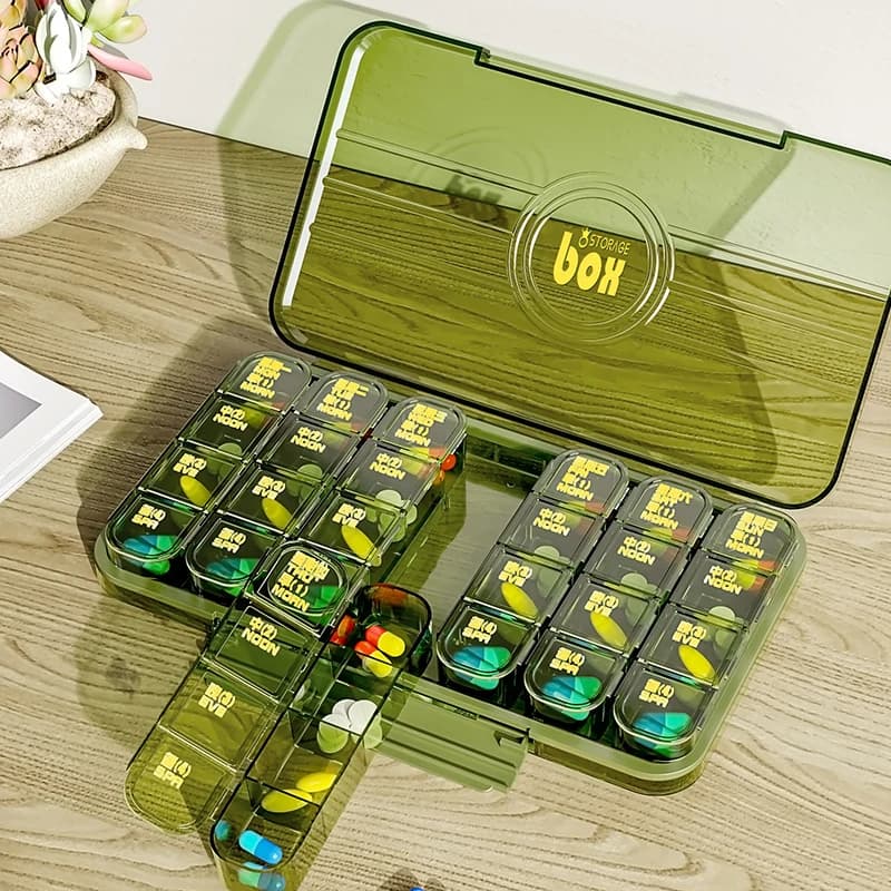 Laptop Weekly Portable, Travel Medicine Container, Pharmacy Storage Box 3 Times per Day