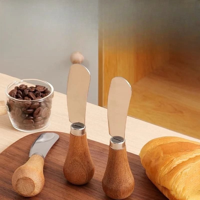Coltello per burro verticale, manico in legno, mini pane, marmellata, spatola per burro di arachidi, taglio, spalmatura, coltello per formaggio, coltello per formaggio