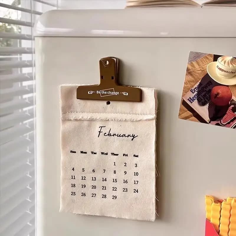 Retro Vintage Canvas Hanging Wall Calendar 2026 Hook Design High Value Fabric Monthly Schedule Decorative Wall Art Minimalist Ap