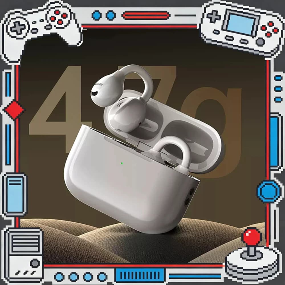 Wedoking W-air Wireless Earbuds Clip-on Open-Ear Air Conduction Non-in-ear Fit Earphones Fast Pairing Bluetooth with 6.0 Chip