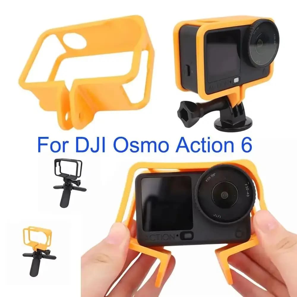 Gabbia per fotocamera per DJI Osmo Action 6, custodia protettiva, protezione telaio, accessori per fotocamera resistenti ai graffi, nero/arancione