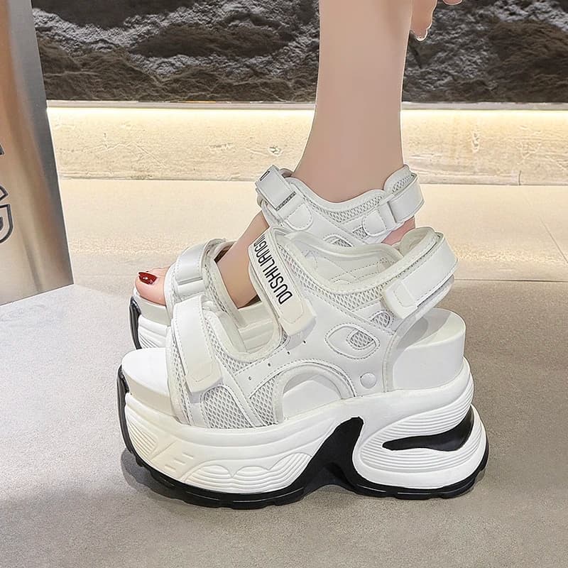 10.5CM Women's Sandals Comfort Shoes New 2026 Women Summer Open Toe Beach Flip Flops High Platform Breathable Walking Slippers
