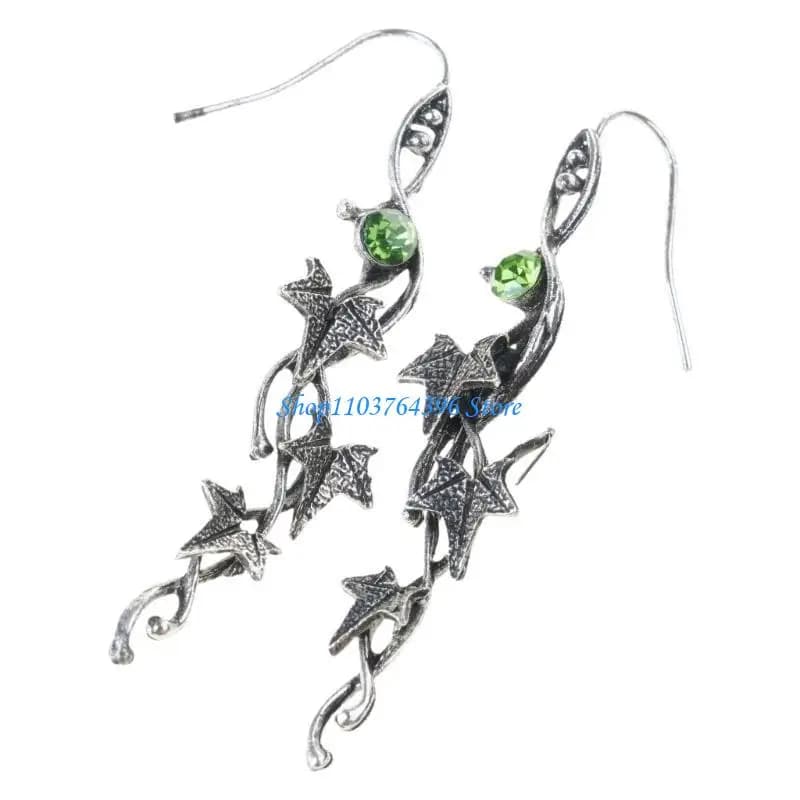 Sofisticati orecchini a forma foglia con cristalli Orecchini a forma pianta Accessorio per orecchini fatti a mano per