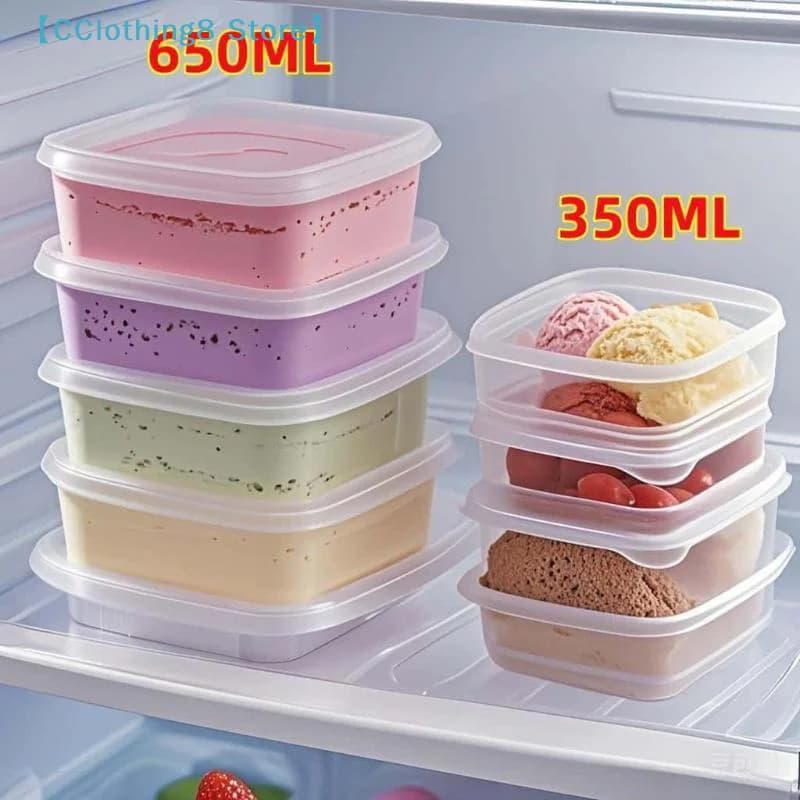 Contenitore per Gelato Riutilizzabile da 350/650ML con Coperchio, Stampo per Conservazione in Frigorifero, per Casa e Cucina【AliS8】
