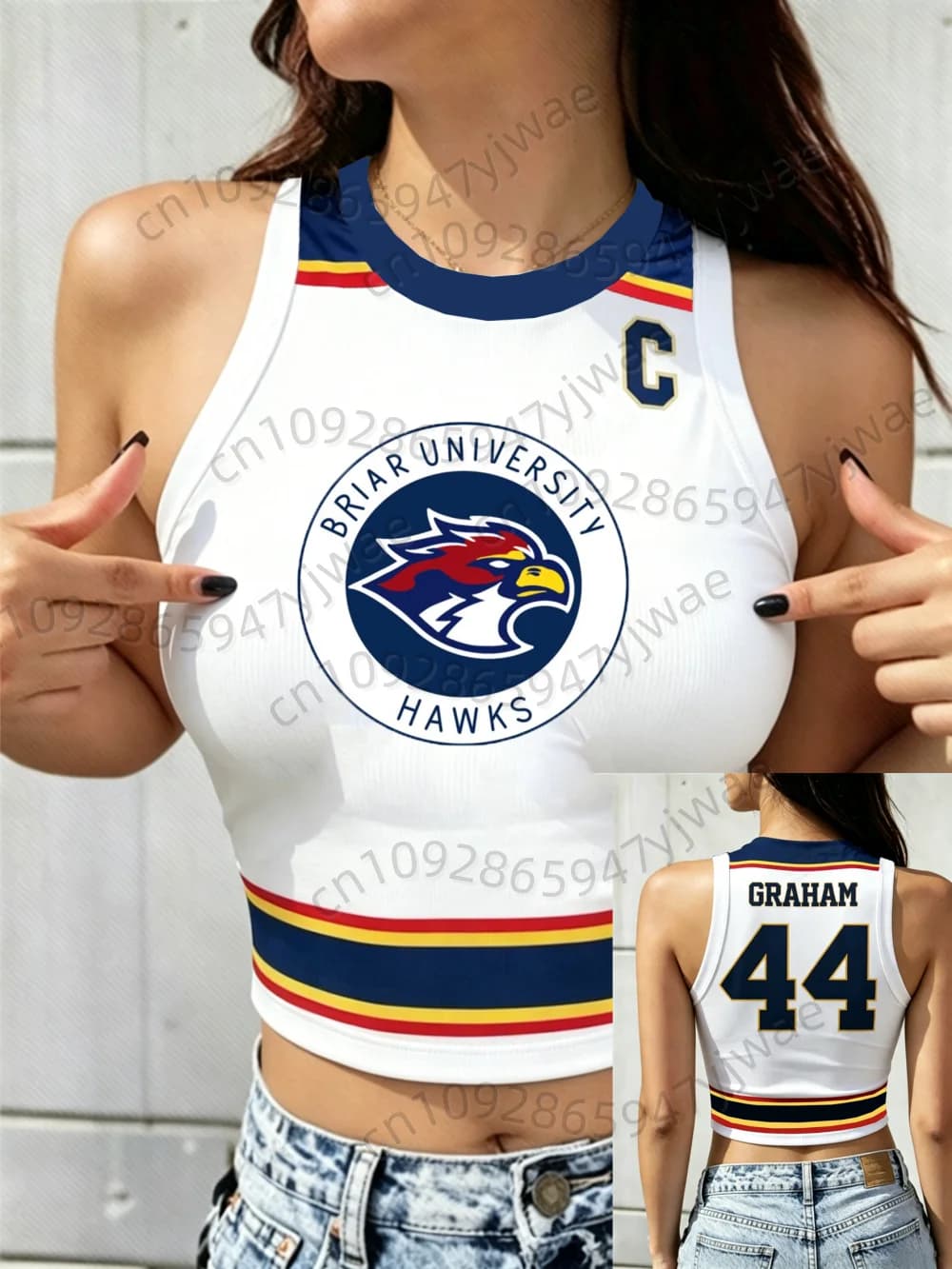 Summer Women's Crop Vest Top Tees Off Campus Briar University Jersey Graham 44 22 DI LAURENTIS 66 Tank Top T-shirt