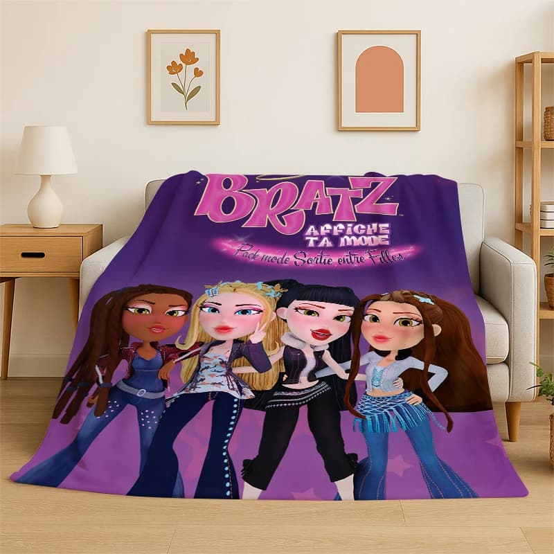 Coperta in flanella con personaggio Bratz, morbida e calda, ideale per camera da letto, soggiorno, viaggi, campeggio, picnic, regalo.