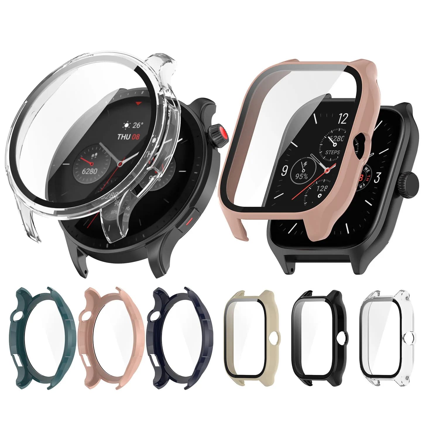 Custodia protettiva per schermo in vetro con guscio rigido per Amazfit GTR 4/3 BIP 5/U/Pro GTS 2 GTS3 GTR4 GTR3 GTR2 GTS4/GTS2 Mini Cover per orologio