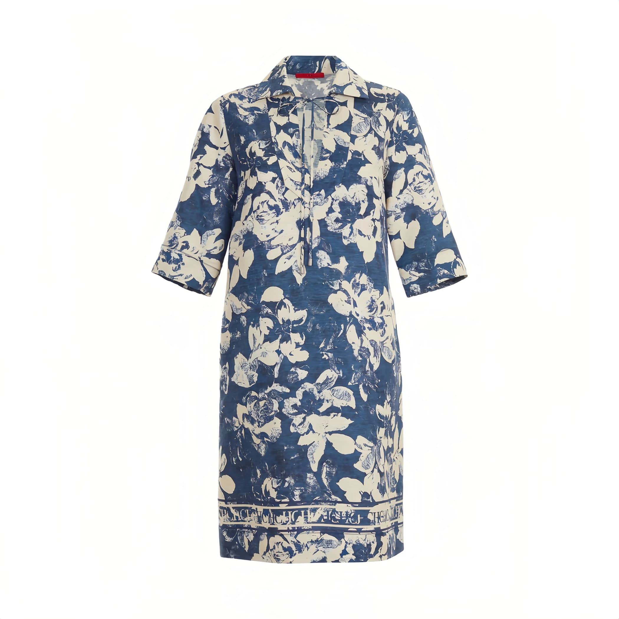 CHCH Women's Dress 2025 Summer New Printed Retro Dress Simple V-neck Casual A-line Skirt