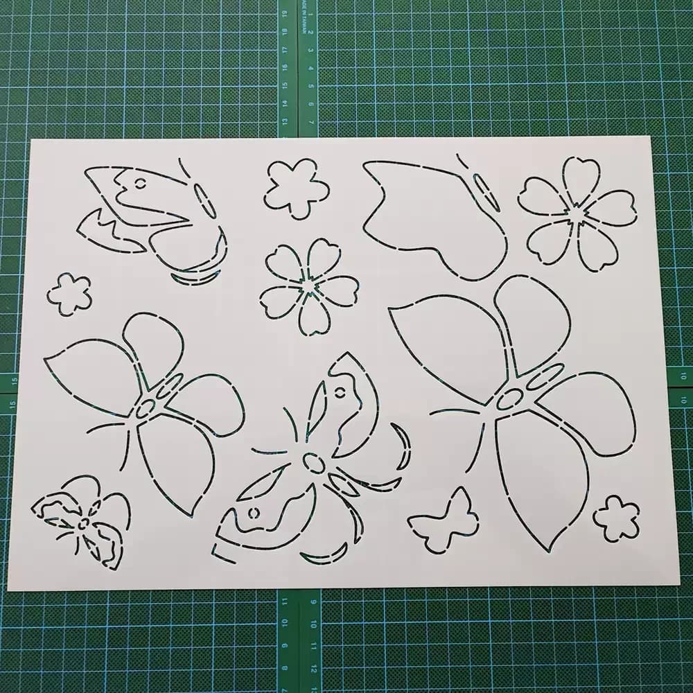 Stencil for Quilting with Floral Patterns and Butterflies, Reusable PET, for Embroidery and Drawing on Fabric, Trace Tool, Stencil Sashiko