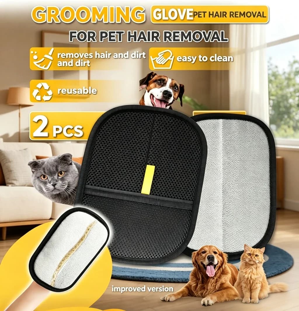 Reusable Electrostatic Pet Hair Removal Mitts Cat Dog Hair Remover Brush Sticking Device Home Hair Scraper Cat Grooming Gloves