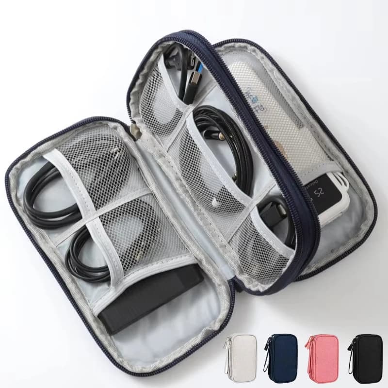 Custodia organizer portatile digitale per cuffie Borsa da viaggio per armadio Accessori con cerniera Cavo dati per caricabatterie USB Power Bank
