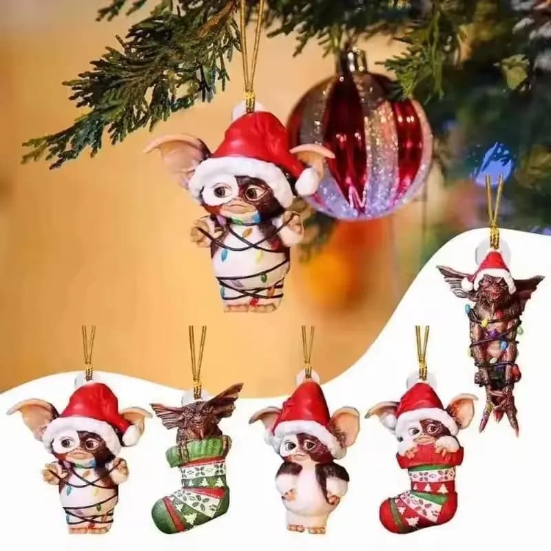 Ciondolo albero di Natale: Gremlins Cappello da Babbo Natale Calzini Palla a nido d'ape per cani Ottimo per decorazioni per feste di Natale Regalo di Natale per bambini