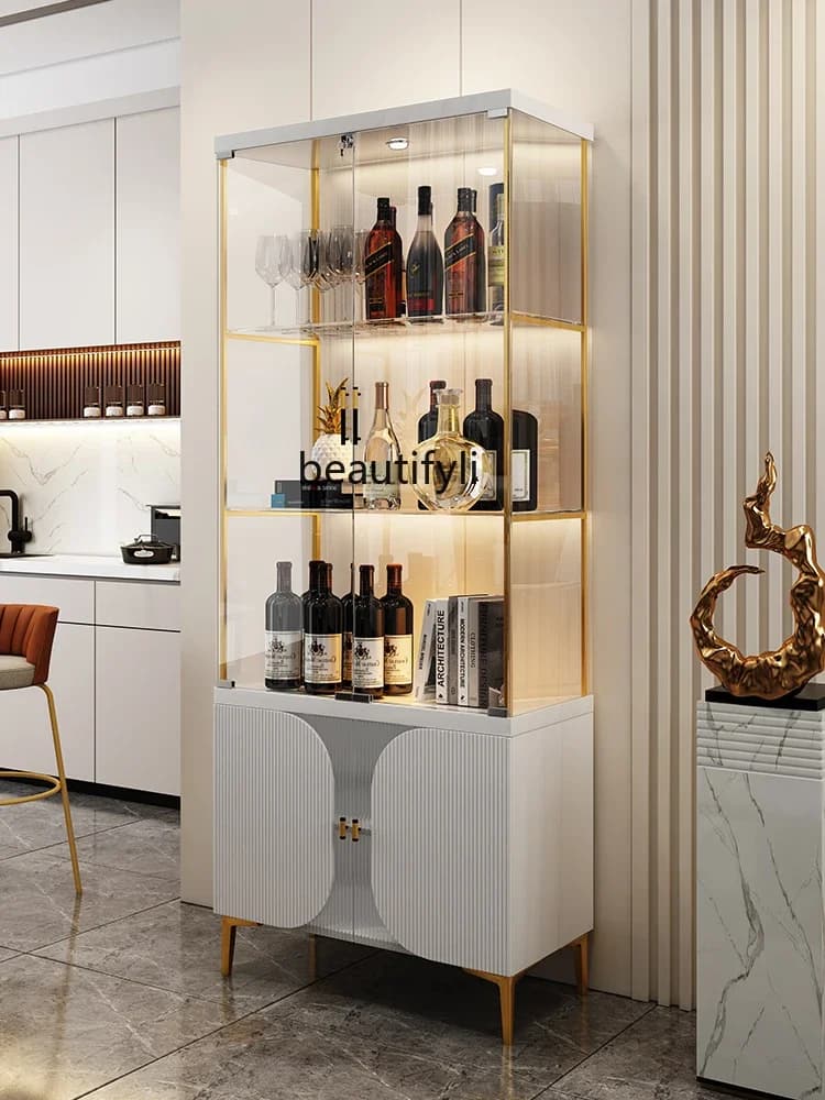 zxqModerno e minimalista per soggiorno, credenza con display in vetro a parete, armadietto per vino di lusso leggero e di fascia alta