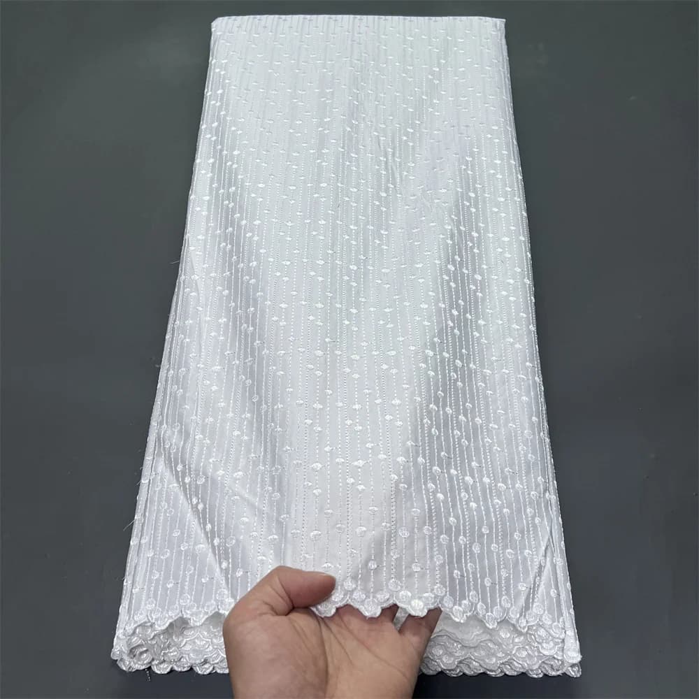 2026 African Nigerian for Dress Sewing High Quality Tulle Lace Fabric Damask Cotton Pure Embroidery Wedding Party 5Yard hz1424