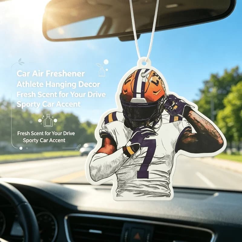Car Air Freshener Sport Football Player Hanging Scent Card for Car Interior Decor Rearview Mirror Ornament Gift