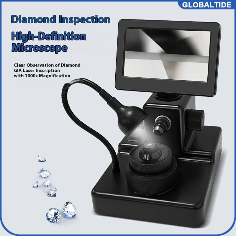 Microscopio elettronico digitale LCD professionale da 4,3" - Visualizzatore di cintura diamantata 50-1000X con luce di riempimento a LED | Identifica accurata delle gemme