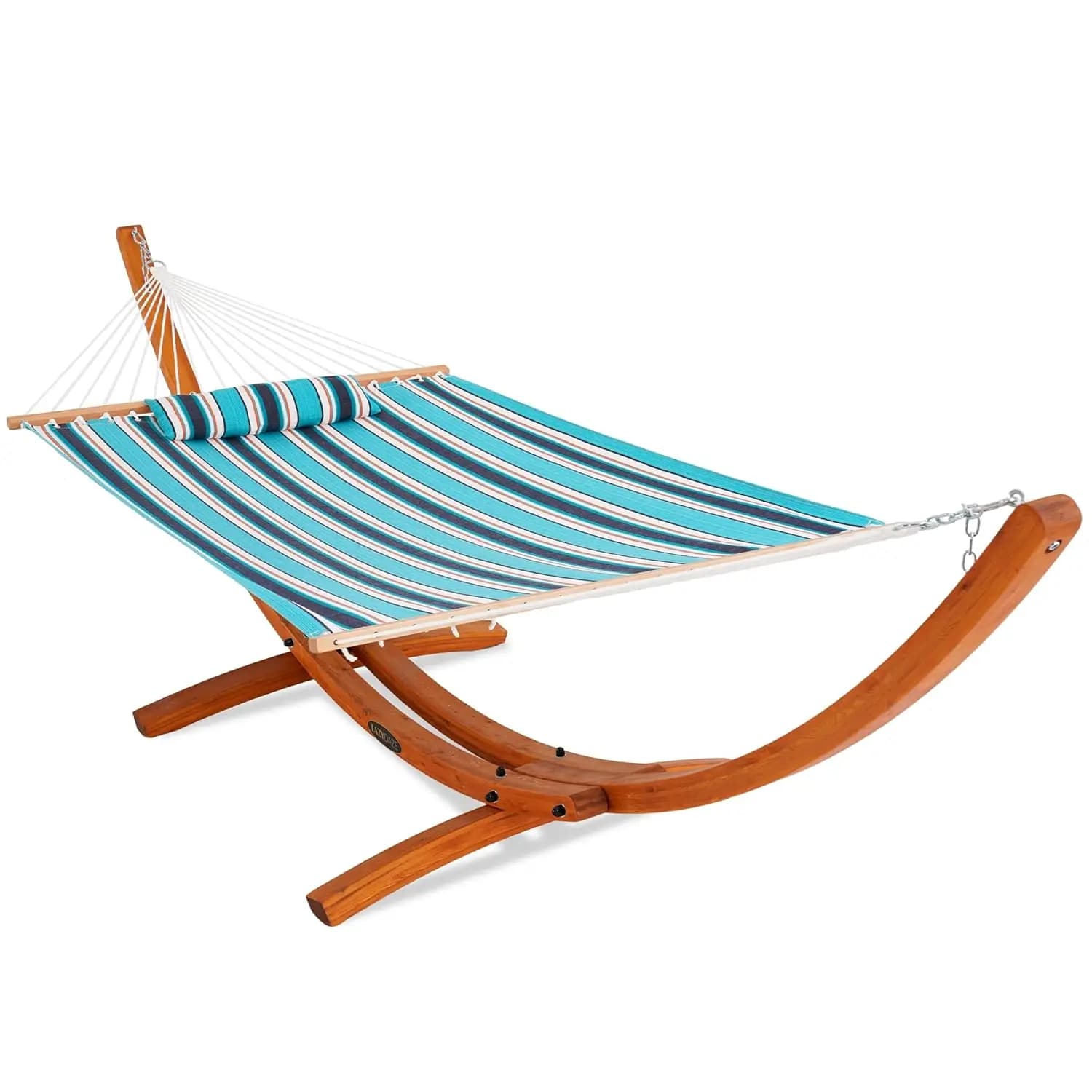 Amaca in Tessuto con Supporto ad Arco in Legno da 4 Metri, Combo Amaca da Esterno per 2 Persone con Cuscino Gratuito, Per Tutte le Condizioni Atmosferiche e Personalizzabile