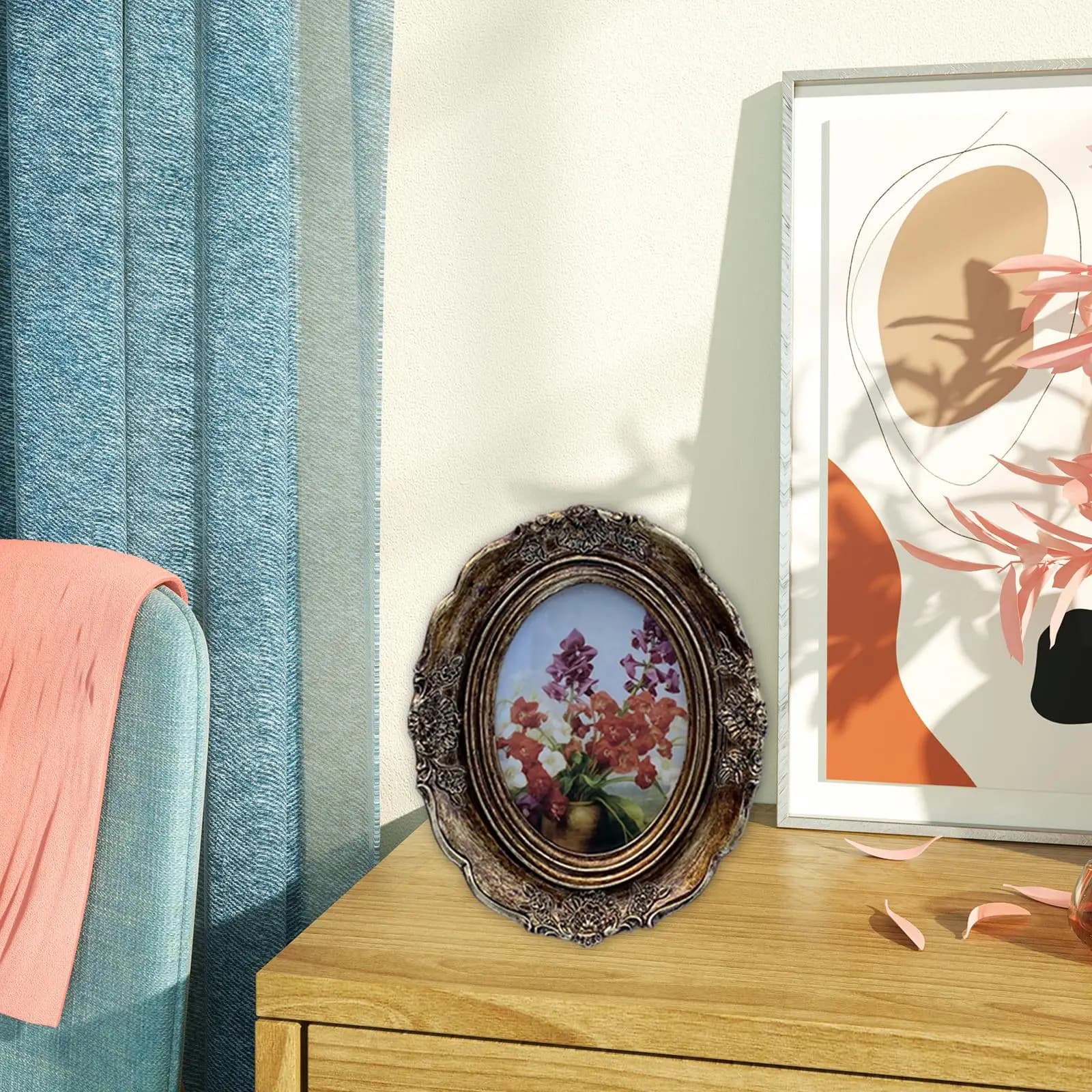 Oval Resin Photo Frame 10.6x13 Cm, Retro, Kitchen Accessories