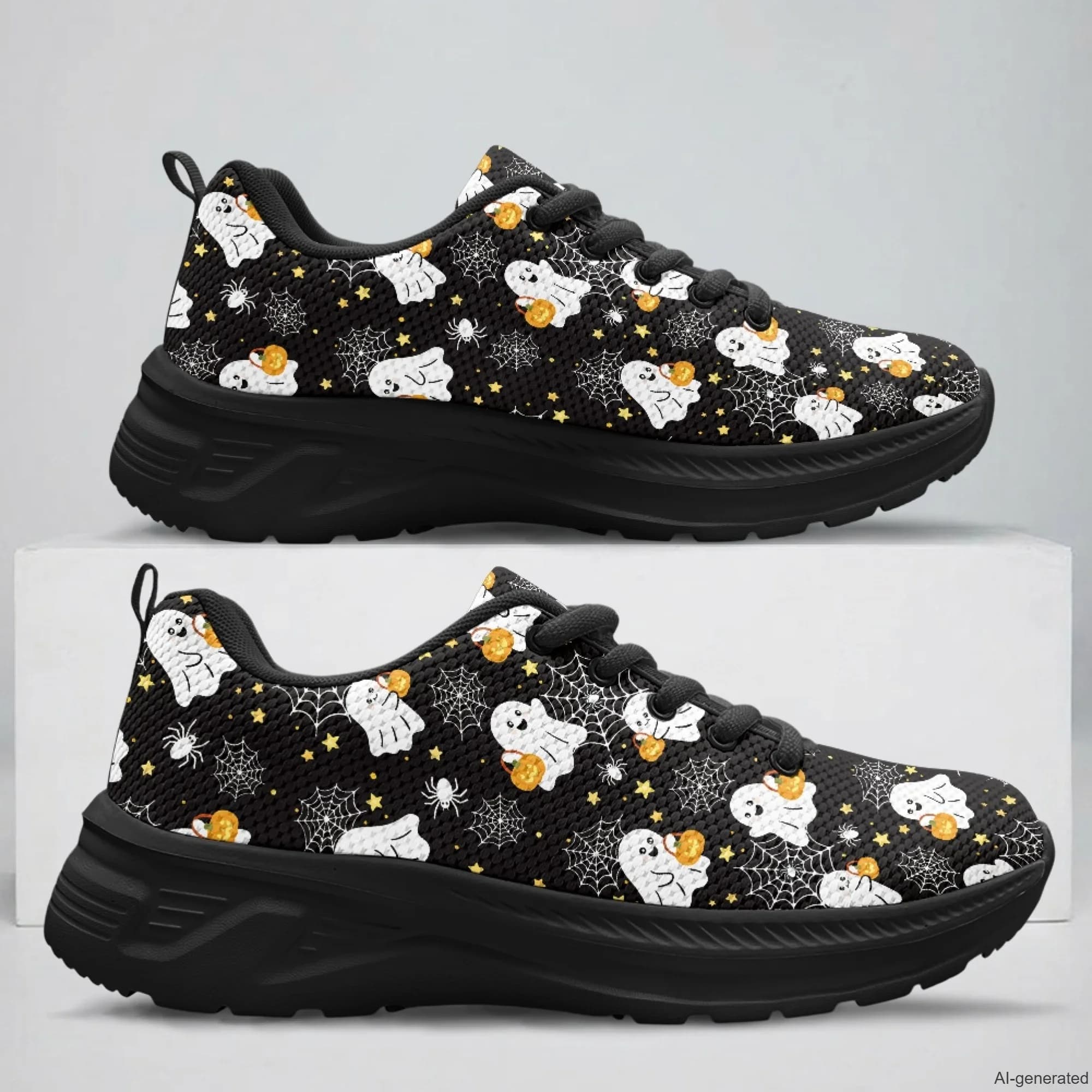 XIXIRIMIDO Running Shoes for Men Breathable Mesh Casual Walking Shoes for Women Ghosts Print Workout Gym Sneakers 35-48