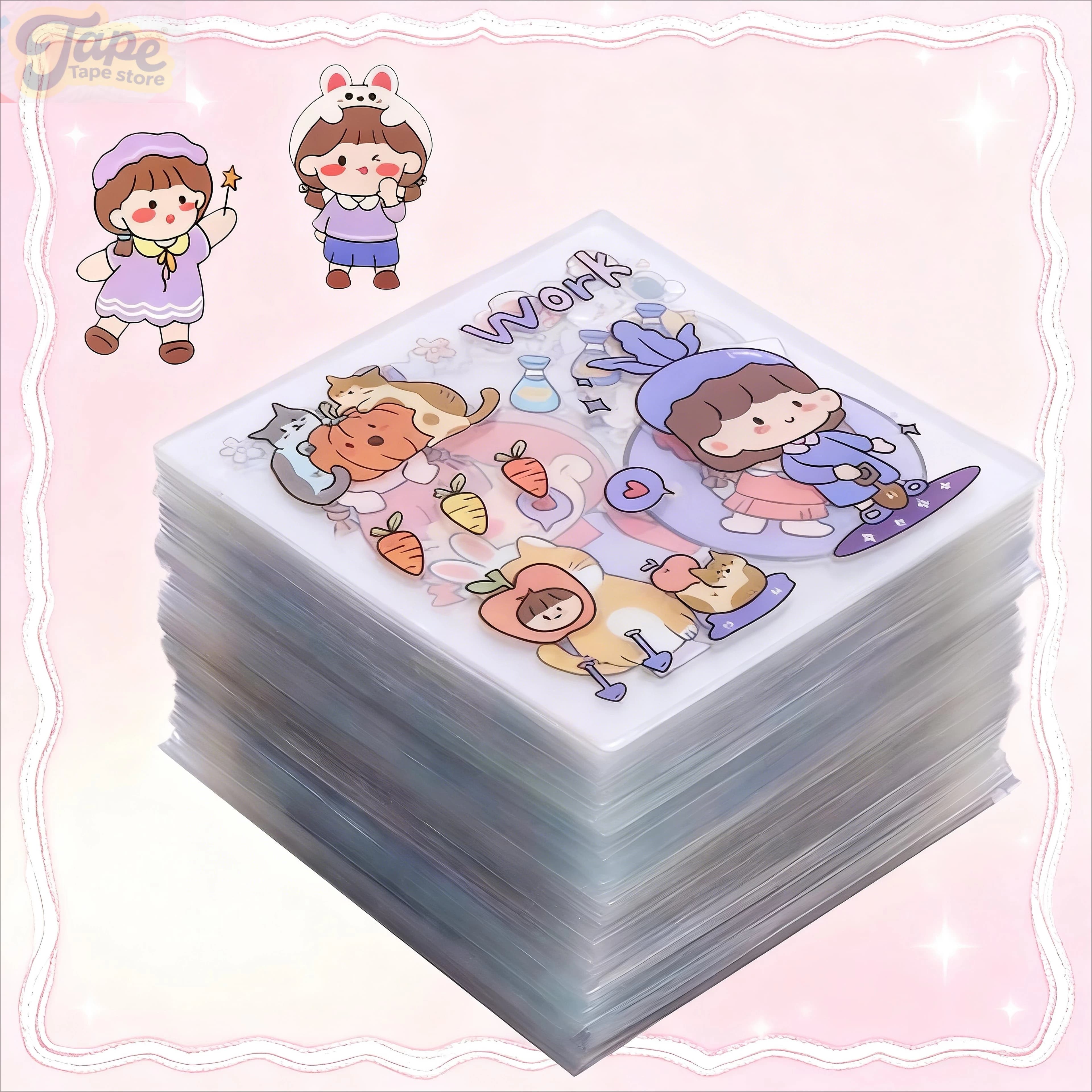 200 fogli di adesivi simpatici cartoni animati per journaling, forniture per scrapbooking impermeabili per quaderni, pianificatori,ari, auto