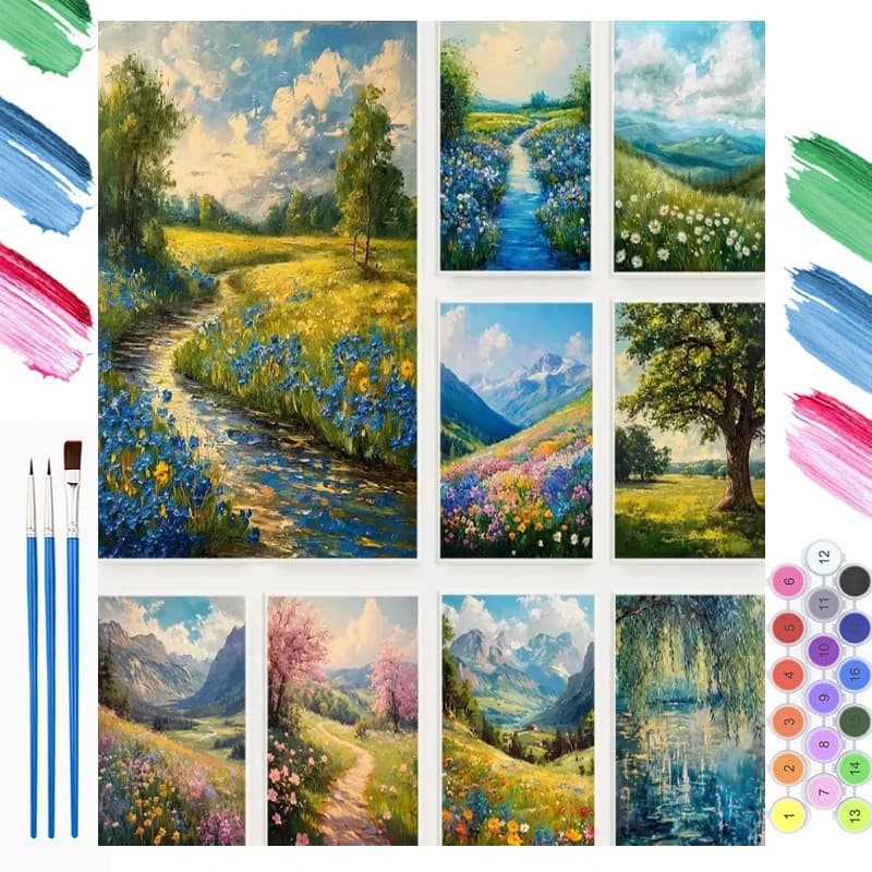 DIY Oil Painting By Numbers Kit Colorful Wildflower Field Paint By Numbers Diy Numbers Painting Art On Canvas By Numbers