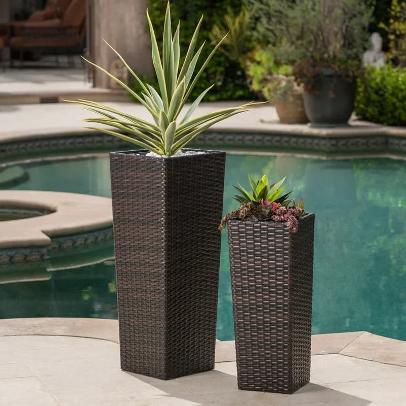 Vaso per Piante in Rattan Marrone