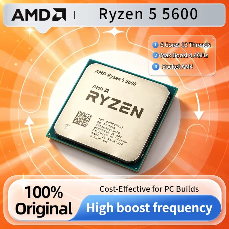 AMD Ryzen 5 5600 4.4GHz Boost 6 Core 12 Thread 65W Socket AM4 Desktop Gaming CPU Tray No Fan R5 5600 Ultra 4K Plus Pro