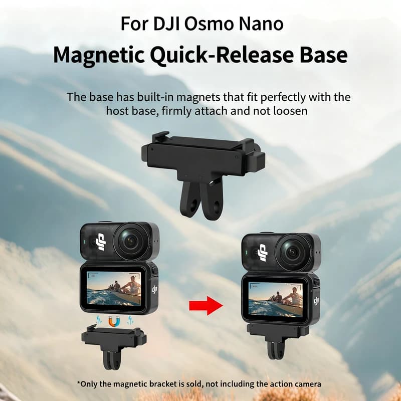 Quick release magnetic adapter base for DJI Osmo Nano Action Camera Foldable installation bracket Selfie stick support for tripod