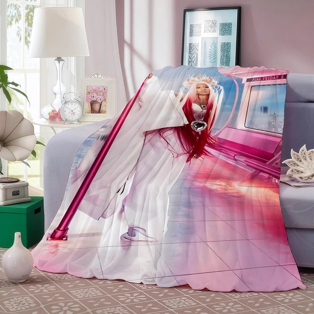 N-Nicki M-Minaj Rapper Blanket Perfect Gift For Sofa Office Bed Plane Travel Sleep Read Relax Camping