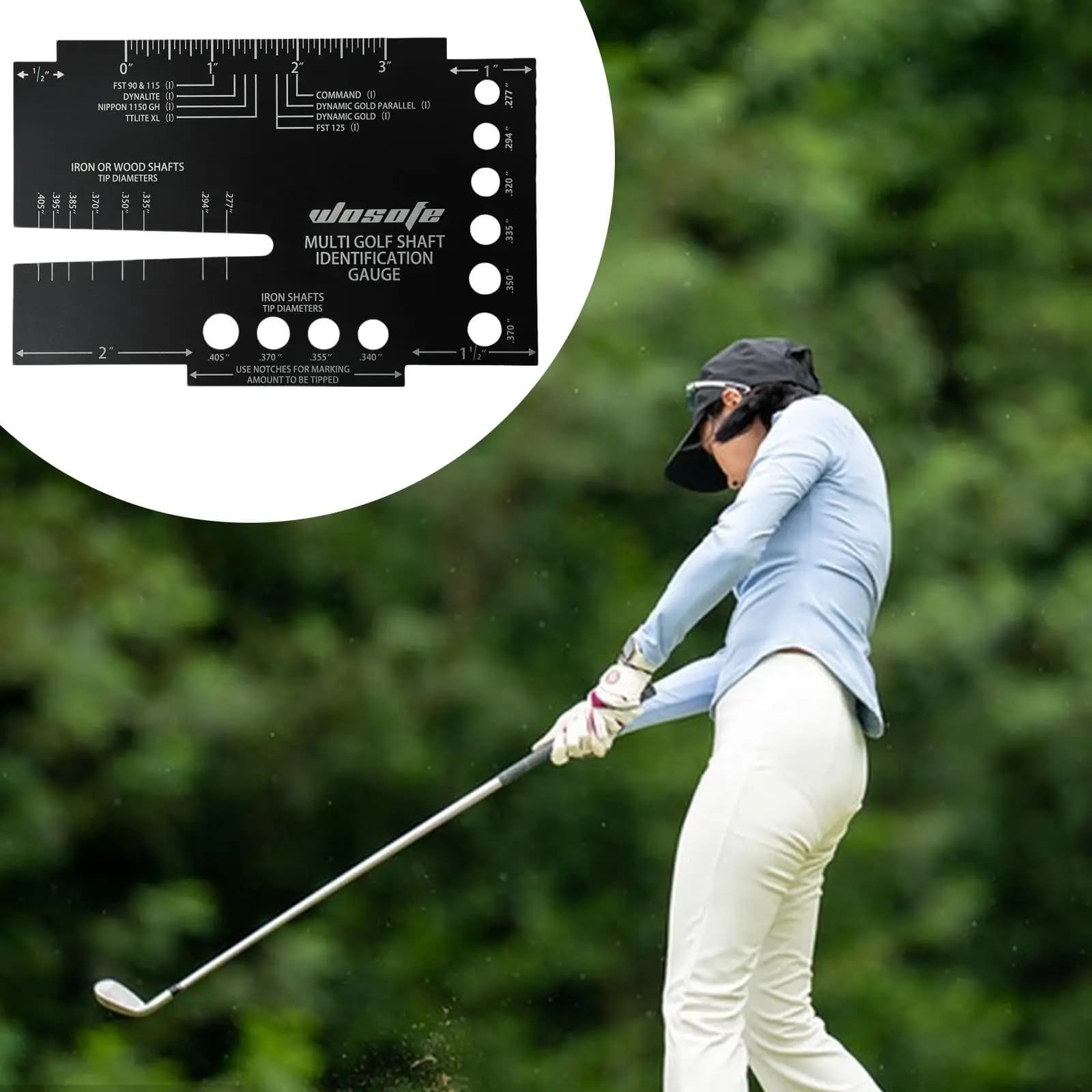 Calibro per l'identificazione della punta dello shaft da golf in alluminio per la misurazione delle mazze e accessori per il golf con marcatore di palla