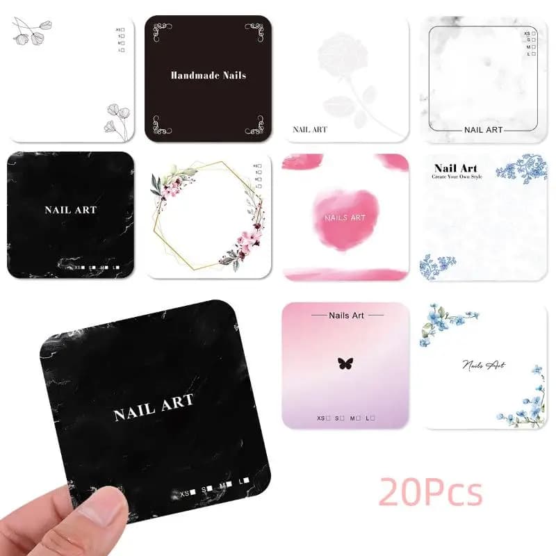 Z.20 Fogli di Cartoncino con Motivo Floreale per Unghie Finte Press-On, Espositore per Nail Art Fatto a Mano, Strumento per Manicure