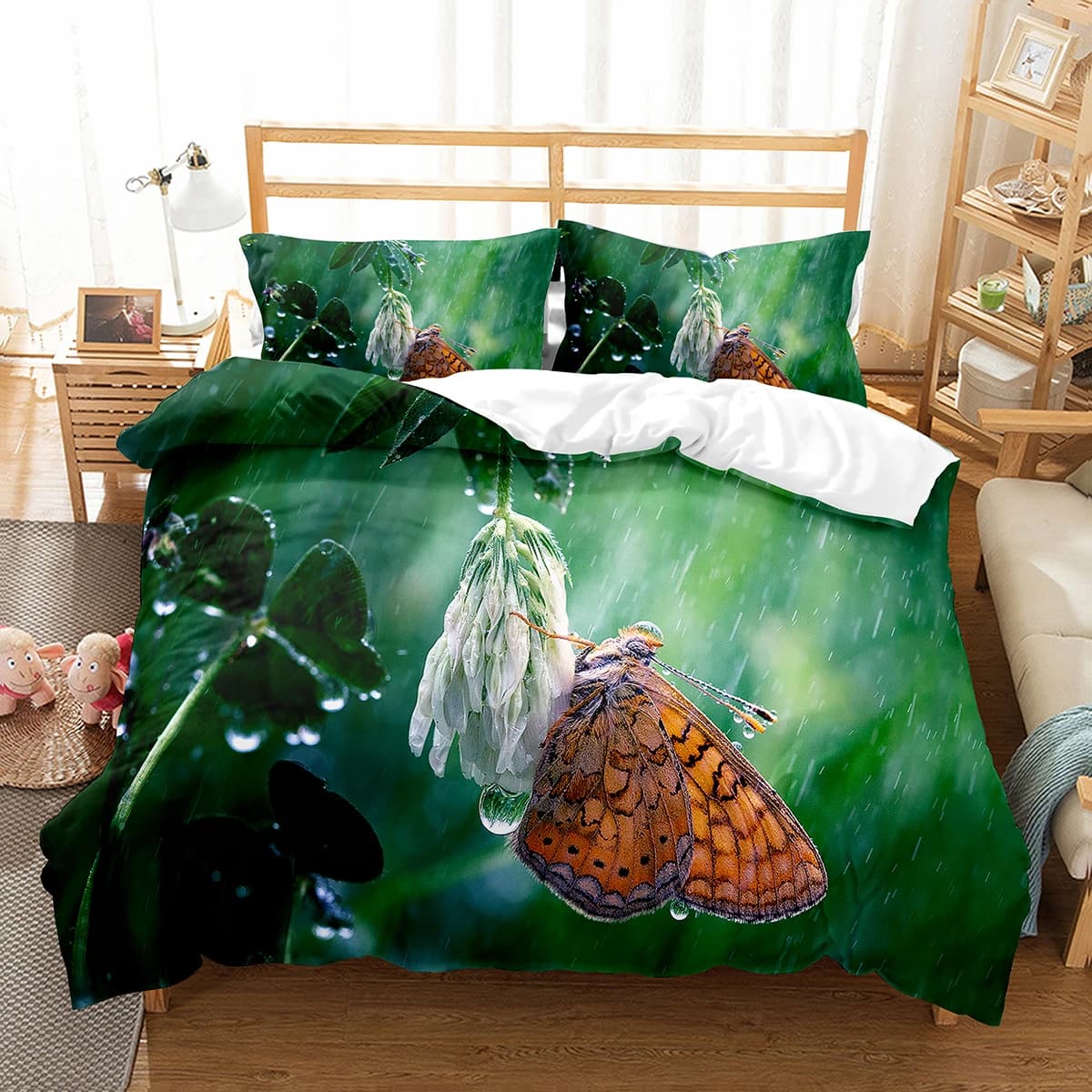 Copripiumino Spider Insect King Queen Set di biancheria da letto con animali microscopici carini Copripiumino con creature naturali Copripiumino in poliestere