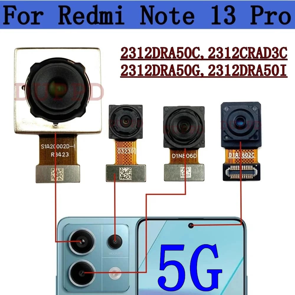 Fotocamera posteriore per Xiaomi Redmi Note 13 Pro 13pro 5G Selfie anteriore frontale sul retro Modulo fotocamera macro principale Parti del cavo flessibile