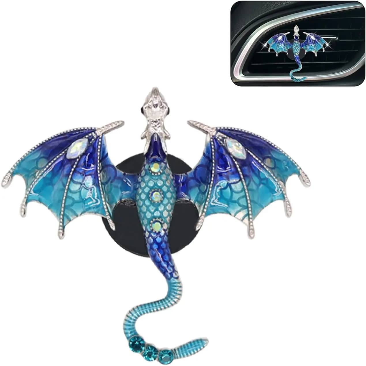 Profumatore per Auto a Clip per Bocchetta d'Aria Bling Dragon, Simpatico Accessorio Decorativo per Cruscotto, Diffusore Ricaricabile a Forma di Animale