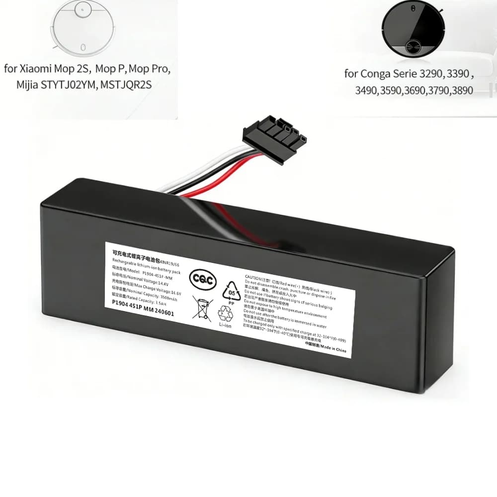 Batteria di Ricambio Li-ion 14.4V 3500mAh per Conga 3290 3390, per Robot Aspirapolvere Xiaomi Mop 2S Mop P Mop Pro STYTJ02YM