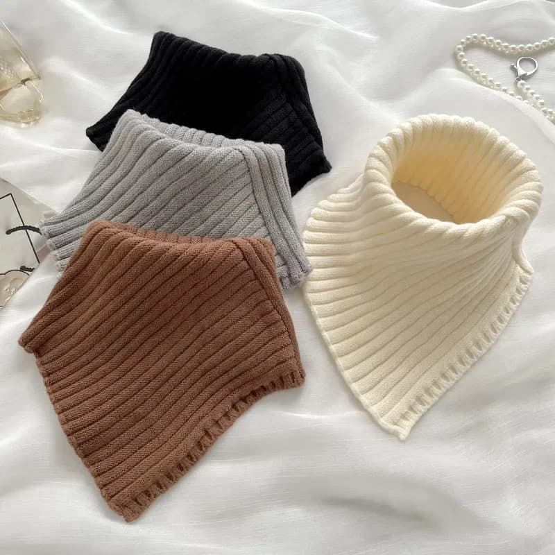 Protezione per il collo con fiore lavorato a maglia in lana spessa Colletto finto Colletto in pile caldo Sciarpa per il collo antivento in cashmere autunno inverno da donna