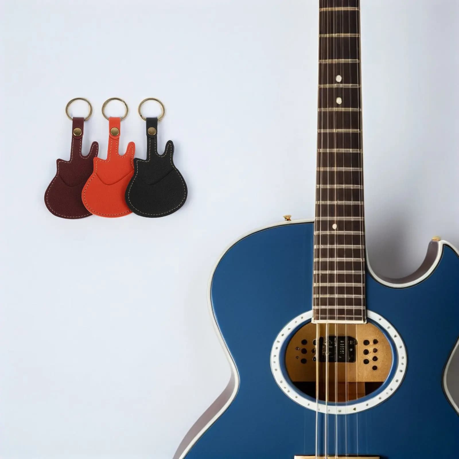 Set di 3 Portaplettro Compatti, Organizer Elegante per Plettri, Custodia Portachiavi Tascabile per Plettri di Chitarra Acustica ed Elettrica