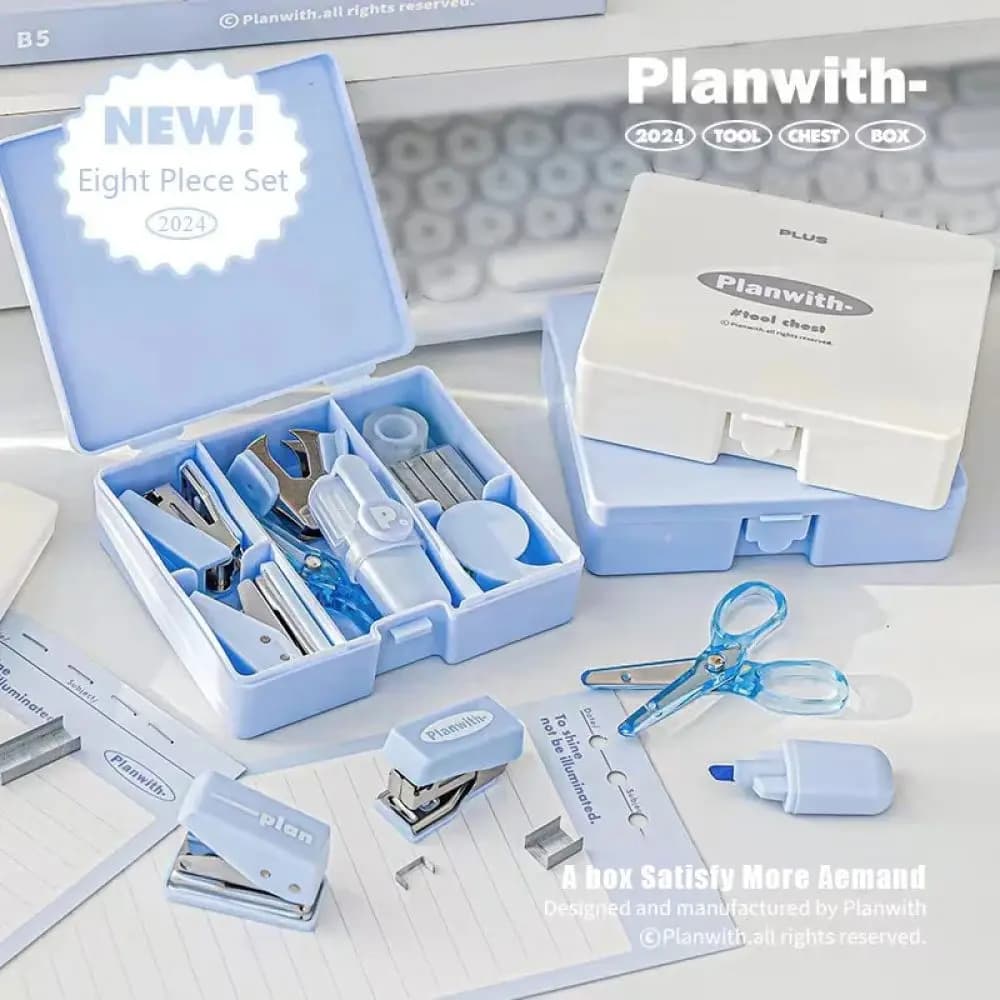 Mini Puncher Stapler Staple Hole Tape Machine Set Ins Multifunction Scrapbook Tool Box Back To School Student Supplies